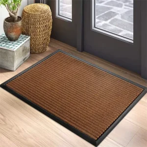 Outside Entrance Rugs Tufted Striped Polypropylene Washable Front Door Mat Heavy Duty Dirt Trapper Rubber Welcome