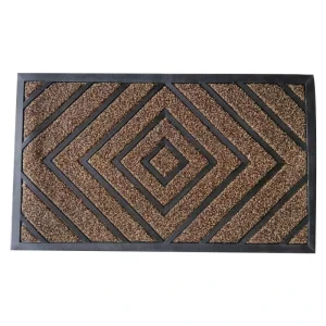 Outside Home Entrance Waterproof Shoe Cleaning Outdoor Rubber Door Mat with Cut Pile Grass