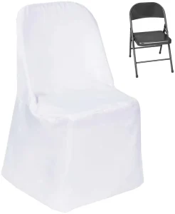 Outside White Folding Chair Covers and Organza Sash Wedding Chair Protector