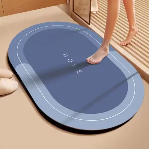 Oval Bathroom Rug Anti Non Slip Water Absorbent Bathroom Floor Rubber Door Mat