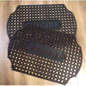 Oval Rubber Door Mat with Hole Non slip Indoor Outdoor Rug Entryway Welcome Mats Waterproof Shoe Carpet for Restaurant School