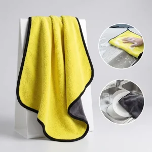 Overlocked Edge Microfiber Absorbent Towel Scratch Free Cleaning Cloth Versatile Wipe for Kitchen Cleaning Car Body Polishing