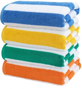 Oversized Cotton Microfiber Bath Towel Printed Tropical Stripe Beach Towel Highly Absorbent Summer Accessory for Bathroom