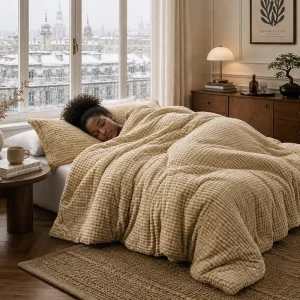 Oversized Plush Comforter Set Ultra Soft Double Sided Fluffy Thick Warm Winter Bedding for Couples and Cold Nights