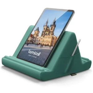 PL02 Stable Tablet Pillow Stand Soft Bed Lap Holder Cushion Rest Dock With Side Pocket Support For E-reader Phone Floor