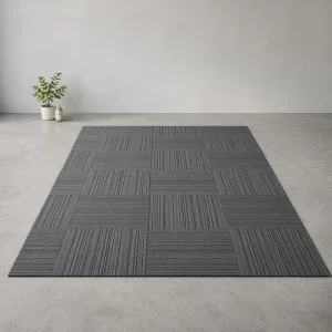 PP Loop Pile Modern Geometric Stripe Carpet Tiles Solution Dye Thick Non-slip Eco-friendly for Home Hotel Office Auditorium Use
