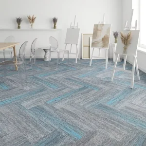 PP Loop Pile PVC Backing Carpet Nice Design Commercial Office Squares Floor Carpet Tile for Fireproof