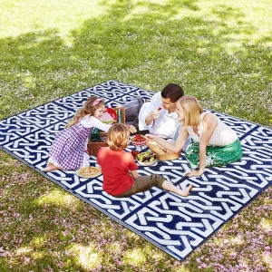 PP Woven Recycled Outdoor Carpets Straw Soft RV Mat with Grommets Patio Rug Floor Reversible Waterproof Mat for Outdoor Indoor