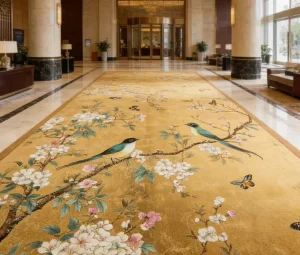 PP Woven Wall to Wall Carpet Roll Reversible Puzzle Pattern Fire Resistance Carpet for Hotel Living Room Bedroom
