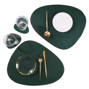 PU Leather Place Mats Set Table Placemat Luxury Waterproof Coffee Mats with Coaster