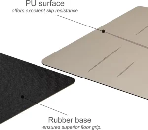 PU Natural Rubber Yoga Mat with Alignment Lines Pilates Exercise Non slip Mats Fitness Sports Slimming Training