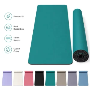 PU Rubber Fitness Exercise Mat 183x68cm 4.5mm Rectangular High Grip Non Slip Hot Yoga Pilates Mat Custom Logo Supplier