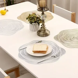 PVC Decorative Table Mat Thermal Insulation Coaster for Wedding Party Dinner Plate Round Place Mats Dinning Table Mat
