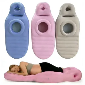 PVC Inflatable Maternity Pregnancy Bed Cozy Bump Prone Pillow Flocked Maternity Air Mattress for Sleeping Prone for Yoga