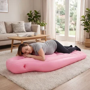 PVC Inflatable Oblong Pregnancy Air Mattress Flocked Maternity Body Pillow Face Belly Hole Comfortable Support Cushion