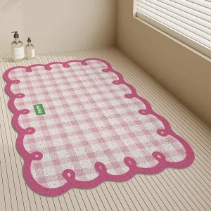 PVC Loofah Shower Tub Mat Non Slip Bathtub Mat Anti Bacterial Washable Striped Bathroom Rugs Home