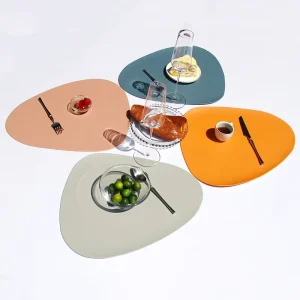 PVC Placemat Waterproof Oil Proof Irregular Shape Heat Resistant Durable Reusable Table Mat Pad Drip Coaster for Home