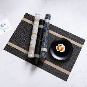 PVC Placemat for Restaurant Dining Table Decoration Washable Vinyl Woven Place Mats Easy Clean