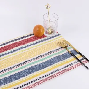 PVC Rectangle Household Place Mats Heat Insulation Non slip Placemats Washable Woven Crossweave Vinyl Table Mats