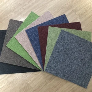 PVC Square Ring Pile Plain Tufted Machine Made Eco Friendly Washable Rubber Backing Carpet Exhibition Removable Tiles