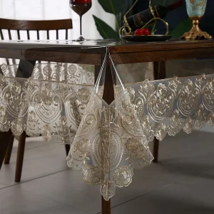 PVC Woven Jacquard Durable Washless Waterproof Oil Proof Non slip Plant Pattern Customizable Tablecloth for Home Coffee Table