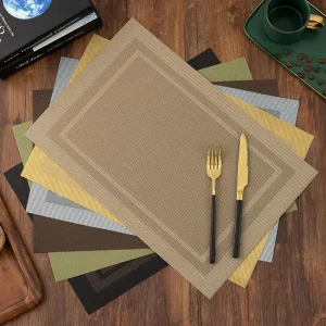 PVC Woven Placemats Plastic Waterproof Non Slip Placemats for Dining Table Wedding Mat