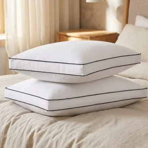 Pacific Coast Gusseted Queen Size Rectangle Shape Pillows Set 2 Firm Goose Feather Luxury Hotel Collection Bed Pillows Sleeping
