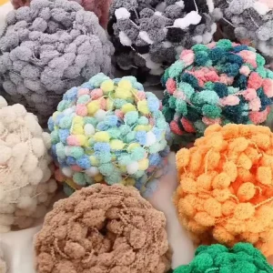 Pack of 2 Knitting Yarn and Crochet Yarn 100 g Thick Wool Yarn for Knitting Ultra Soft with Pom Poms Crochet Knitting Yarn