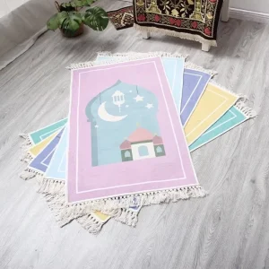 Pafu Islamic Gifts for Kids Kids Non Slip Soft Mats Kids Islamic Prayer Rug Mat