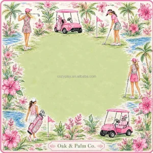Palm Beach Girls Golf Printed American Mahjong Mat Non Slip Neoprene Table Pad Luxury Foldable Mahjong Game Mat