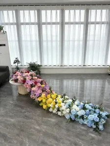 Panda Brand Multicolor Silk Flower Runner Modern Artificial Floral Strip for Wedding Ceremony Party Table Decoration