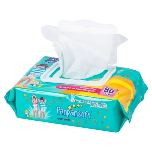 Panpansoft Baby Wet Tissue Thicken 80PCS Cotton Fragrance Free Moist Gentle Skin Care Household Use 15x20cm Customizable OEM