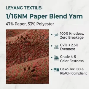 Paper Blended Spun Yarn 1 16NM Eco friendly Lightweight Breathable Unique Paper Texture for Artistic Fashion Tops Creative Knit