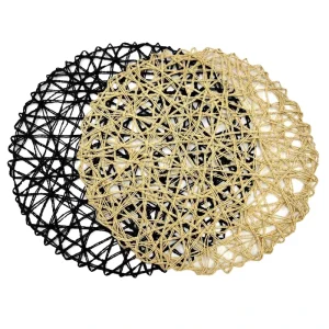 Paper Braided Round Placemats Non-Slip Heat Resistant Table Mats for Dining Tables Woven Indoor & Outdoor Place Mats