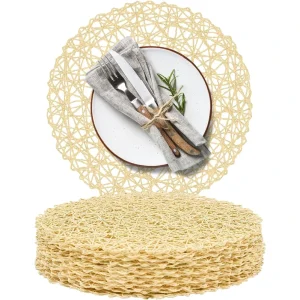Paper Round Woven Placemats Wedding Accent Centerpiece Place Mats Table Mats for Dining Table Decorative