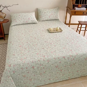 Pastoral Plant Printed Cotton Bed Sheets Set Queen King Size Soft Breathable Wrinkle Resistant Eco Friendly Home Bedding