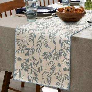 Pastoral Style Linen Printed Table Runner Plant Floral Pattern Party Home Decor Heat-resistant Machine Washable Table Runner