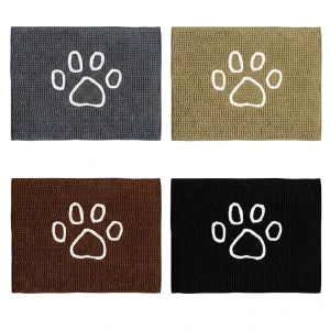 Paw Pattern Pet Door Mat Soft Shaggy Chenille Floor Rug Water Dirt Absorbing Puppy Entrance Washable Mat