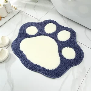 Paw Shaped Polyester Tufted Bath Floor Mats Water Absorbent Non Slip Plush Machine Washable Shower Rugs for Home & Hotel Use