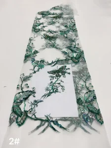 Pearly Transparent Polyester Metallic Lace Fabric Embroidered Anti Bacteria Knitted Medium Weight 125cm Width Accessories
