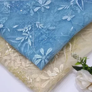 Pearly Transparent Polyester Metallic Lace Fabric Embroidered Anti-Bacteria Knitted Medium Weight 130cm Width Accessories