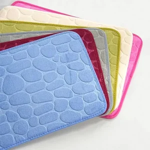 Pebble Embossed Design Memory Foam Non Slip Shower Floor Rugs Door Toilets Bath Mats for Bathroom Living Room