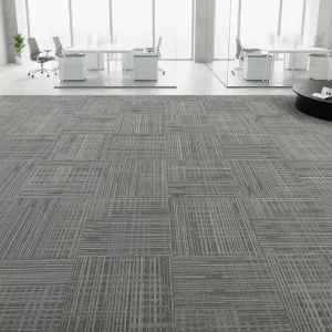 Peel and Stick Polypropylene Carpet Loop Pile Modern Striped Cushioned Washable Carpet Tiles Flooring for Office