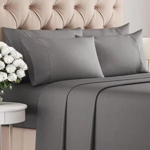 Perfectly Fit Twin Full Queen King Size Gray Microfiber Fitted Sheet Set Flat Sheet Set Custom Design Bed Sheet 4 Piece Set