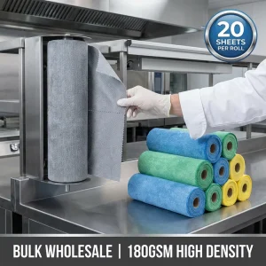 Perforated Microfiber Tea Towels Roll Professional 180GSM Reusable Napkins for Restaurants & Kitchens