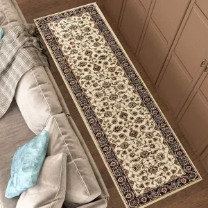 Persian Classic Ivory 100% Polyester Washable Home 2’7” X 9’6” Runner Area Rug