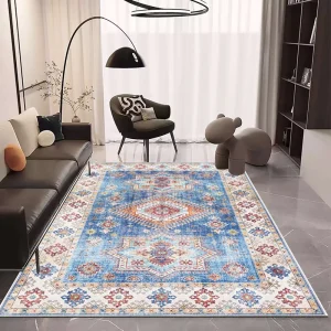 Persian Traditional Runner Rugs for Hallway Pastoral Faux Soft Machine Floor Mat Non slip Washable Living Room Carpet