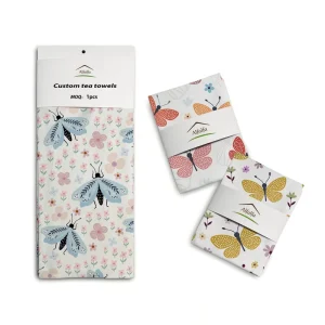 Personalised Floral Heavyweight Cotton Digital Printed Eco-Friendly Quick-Dry Kitchen Towels