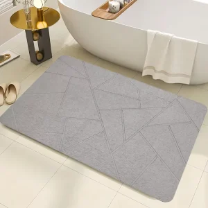 Personalised Geometric Novelty Light Grey Diatomite Absorbent Bath Mats for Bathroom