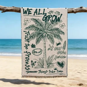Personalized 100% Cotton Quick Dry Modern Tropical Beach Towels Custom Design Oversized Jacquard Bath Towel